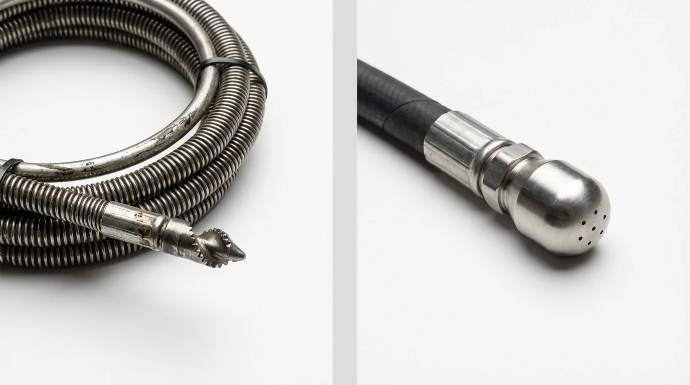 Drain snake cable and hydro jetting nozzle used for drain cleaning in Beattyville, KY