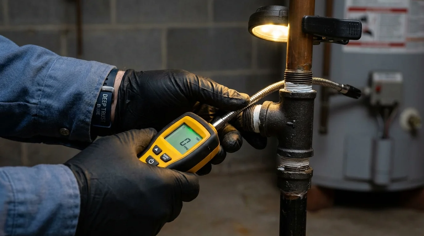 Gas leak detection with electronic sniffer by Johns Plumbing LLC in Beattyville
