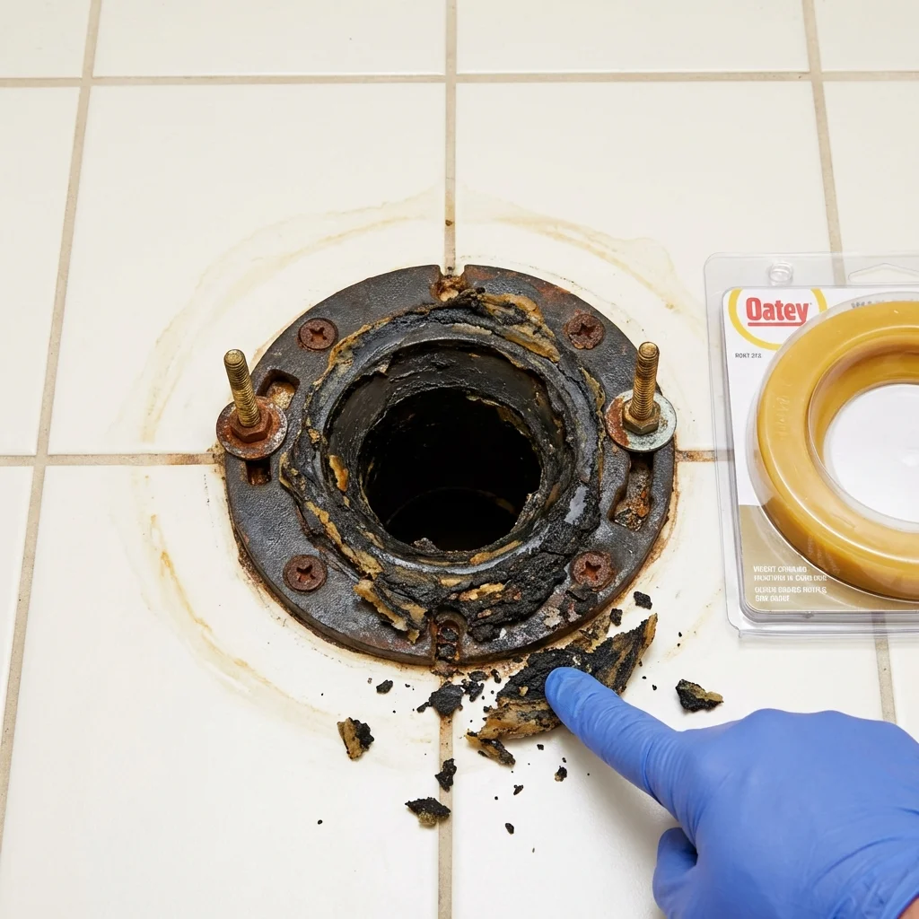 Failed wax ring showing water seepage at the base of a toilet in a Beattyville, KY home