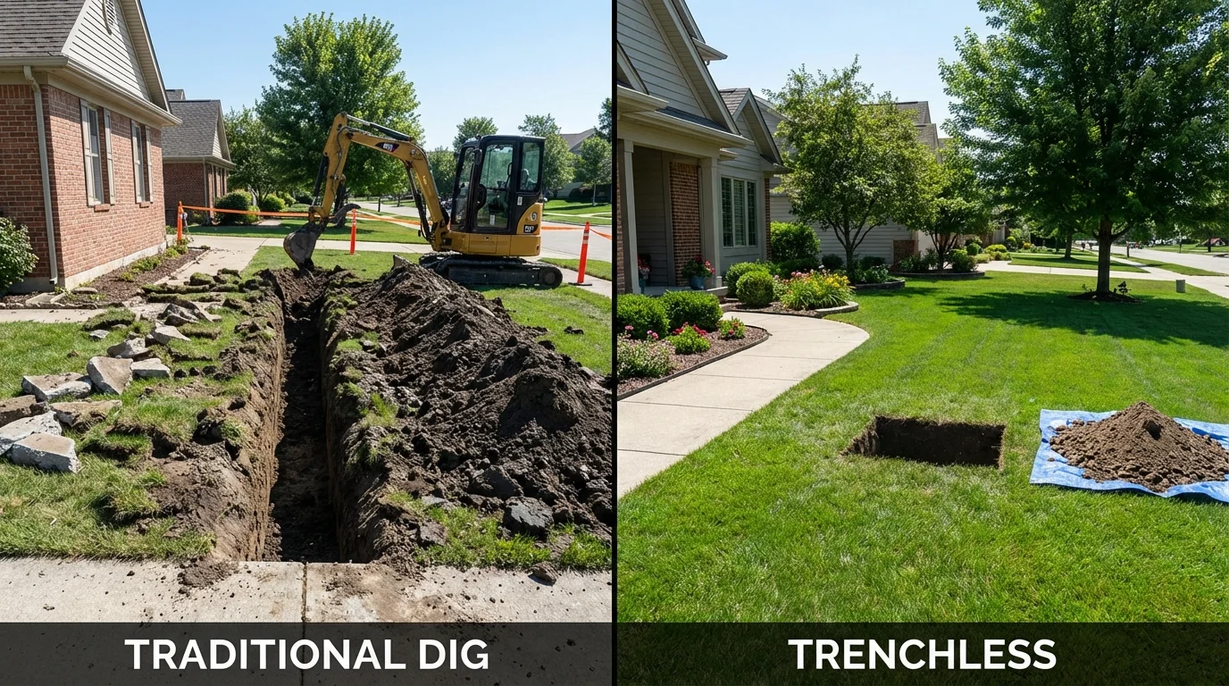 Trenchless sewer repair with minimal yard damage versus traditional excavation in Beattyville, KY